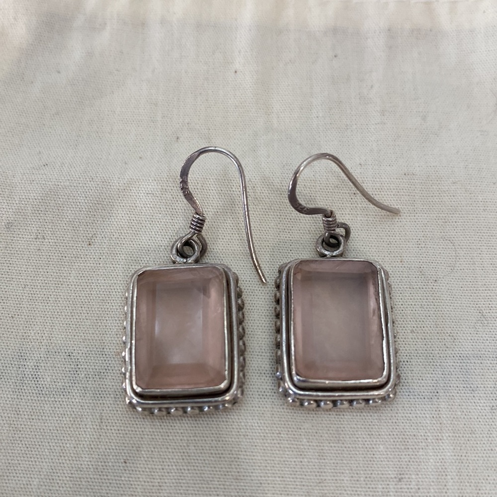 Rose Quartz Sterling Silver Earrings